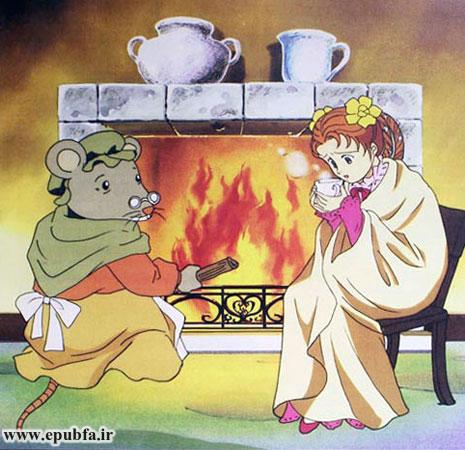 موش صحرایی پیر، بندانگشتی را به داخل خانهاش برد و به او غذا داد